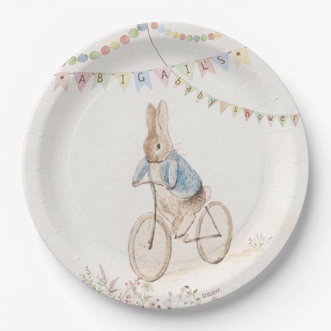 Assiettes En Carton Peter le lapin lapin Baby shower neutre entre les  (Devant)
