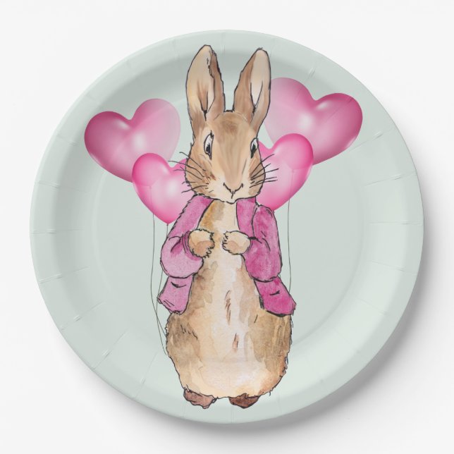 Assiettes En Carton Peter le lapin rose (Devant)
