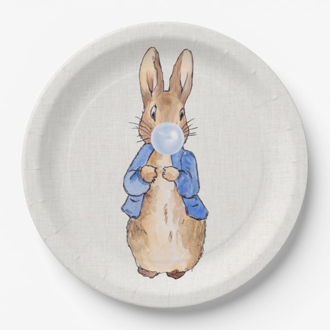 Assiettes En Carton Peter le lapin soufflant bulle gomme (Devant)