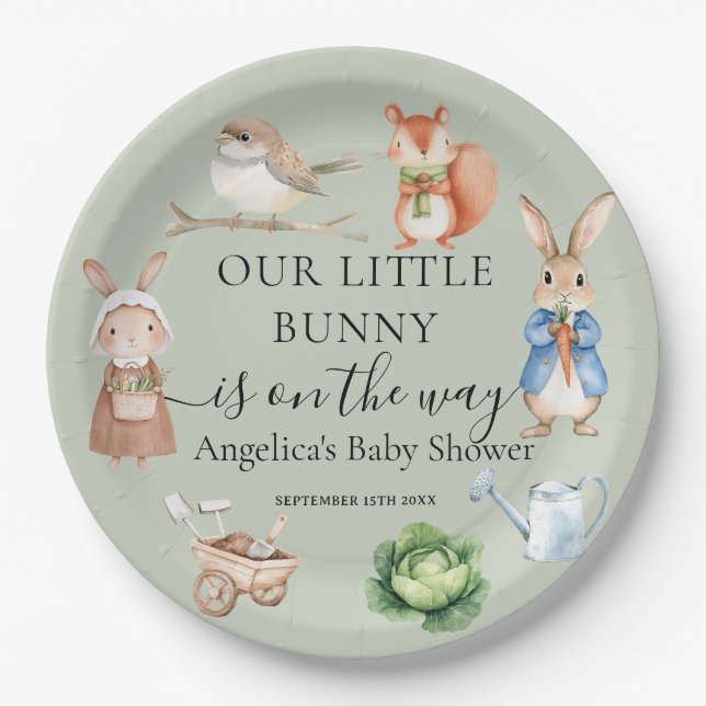 Assiettes En Carton Peter Rabbit Animaux Jardin Outils Baby shower (Devant)
