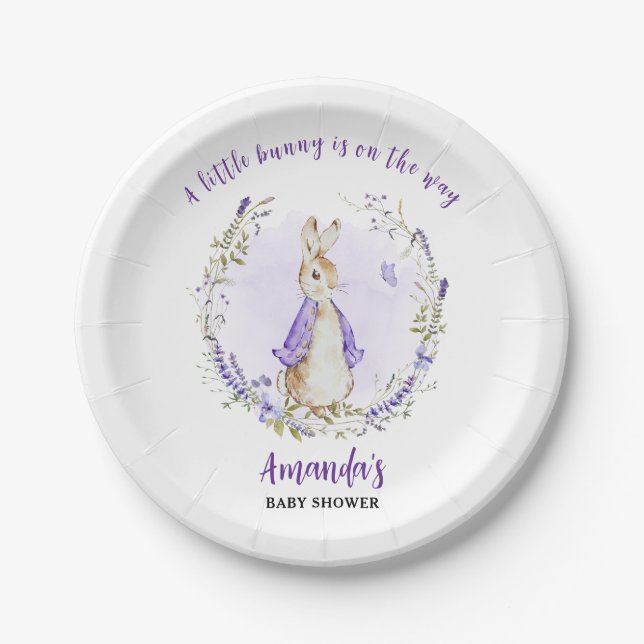 Assiettes En Carton Peter Rabbit Baby shower violet (Devant)