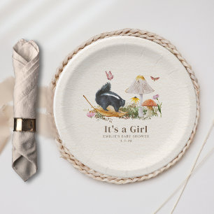 Assiettes En Carton Petit Adulte Woodland Skunk Girl Baby shower