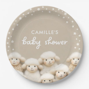Assiettes En Carton Petit agneau Baby shower neutre de genre