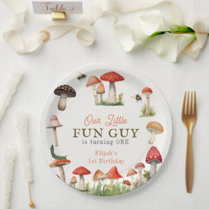 Assiettes En Carton Petit Amusant Guy Mushroom Bee Boy Anniversaire