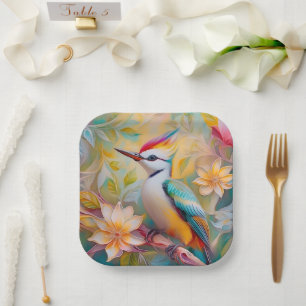 Assiettes En Carton Petit arc-en-ciel Pic Imaginaire Oiseau