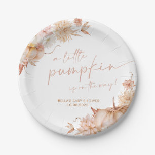 Assiettes En Carton Petit Baby shower Citrouille Automne Rose Floral