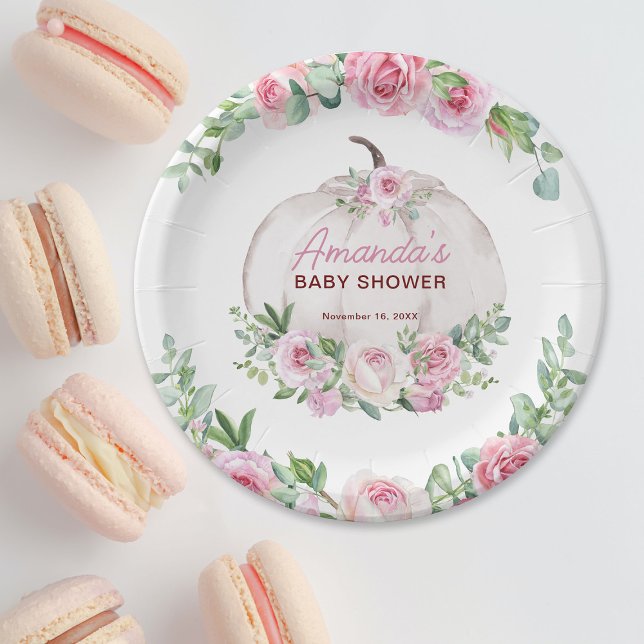 Assiettes En Carton Petit Baby shower Citrouille rose (Créateur téléchargé)