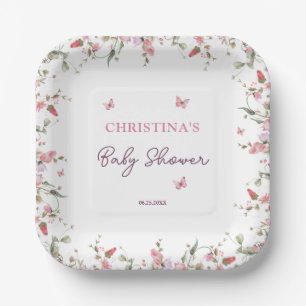 Assiettes En Carton Petit Baby shower d'aquarelle papillon