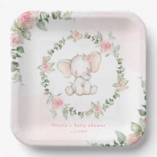 Assiettes En Carton Petit baby shower d'arachide rose florale