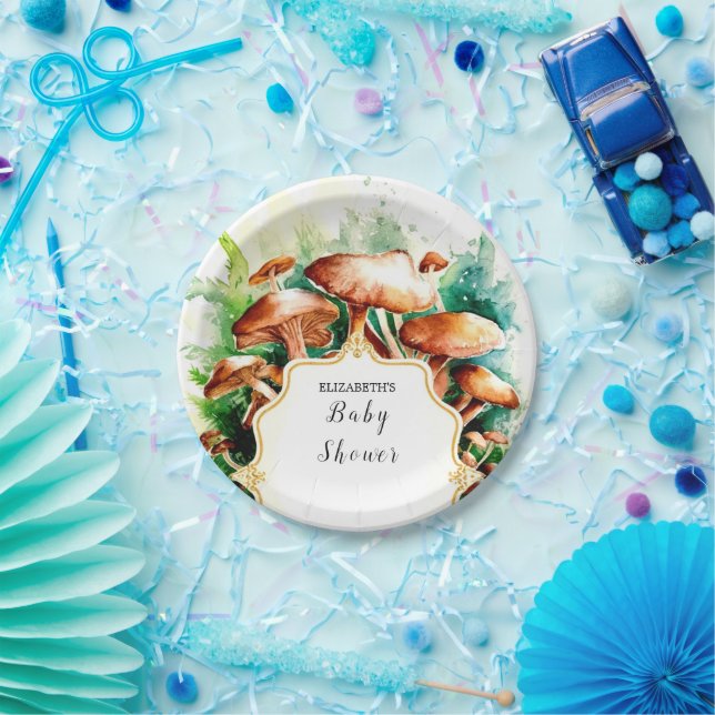 Assiettes En Carton Petit Baby shower de champignons enchanté (Fête)