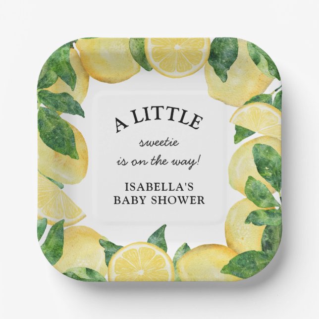 Assiettes En Carton Petit Baby shower de citron doux (Recto)