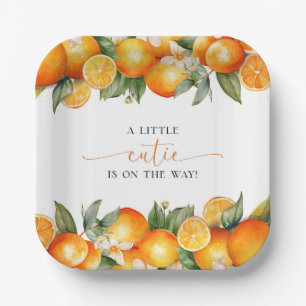 Assiettes En Carton Petit Baby shower de Citrus orange Cutie