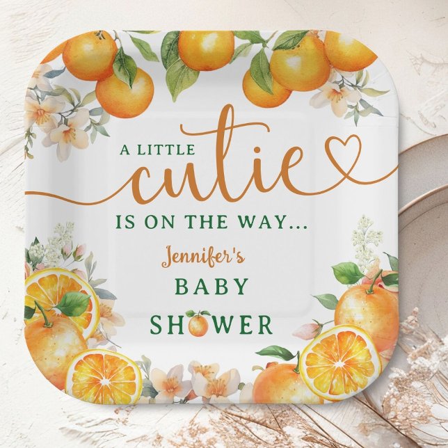 Assiettes En Carton Petit Baby shower de Citrus orange Cutie (Créateur téléchargé)