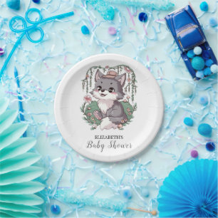 Assiettes En Carton Petit Baby shower de loup coloré
