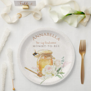 Assiettes En Carton Petit Baby shower de miel doux