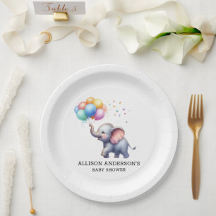 Assiettes En Carton Petit baby shower d'éléphant de bébé cacahuète