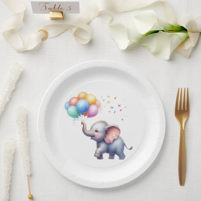 Assiettes En Carton Petit baby shower d'éléphant de bébé cacahuète (Mariage)