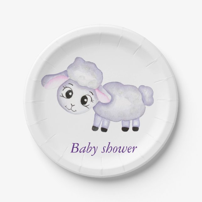 Assiettes En Carton Petit Baby shower mouton d'agneau (Devant)