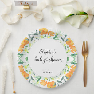 Assiettes En Carton Petit baby shower orange