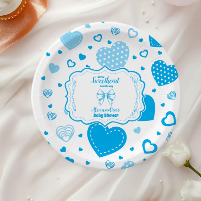 Assiettes En Carton Petit Baby shower petit amour Blue Valentine Boy (Créateur téléchargé)
