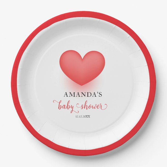 Assiettes En Carton Petit Baby shower Valentin mini-amoureux (Devant)