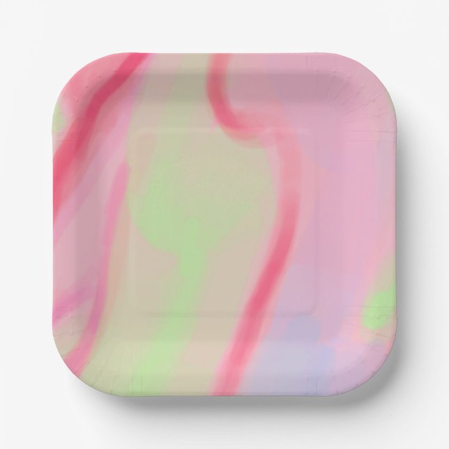 Assiettes En Carton Petit Ballons de fête animal rose peint Anniversai (Recto)