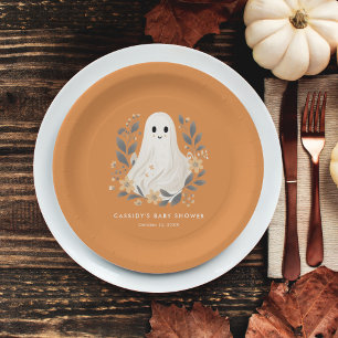 Assiettes En Carton Petit Boho Ghost Baby shower d'Halloween