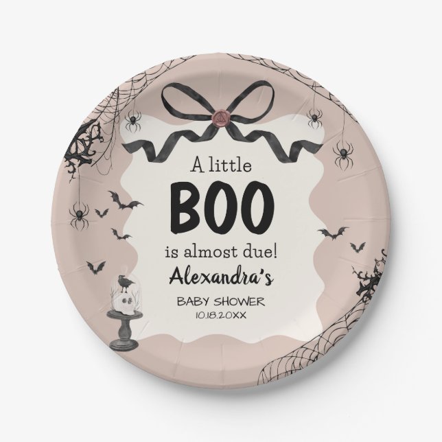 Assiettes En Carton Petit Boo Halloween Baby shower gothique (Devant)