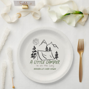Assiettes En Carton Petit campeur tente dessinée à la main garçon Baby