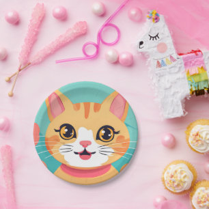 Assiettes En Carton Petit chat Kitten animaux de compagnie Anniversair