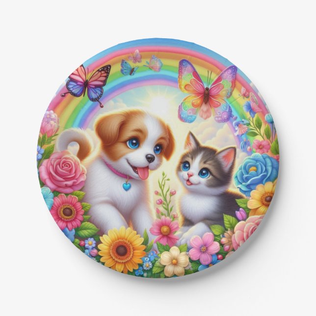 Assiettes En Carton Petit chiot/chiot/chaton (Devant)