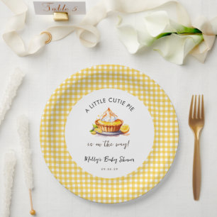 Assiettes En Carton Petit citron à tarte En vichy Baby shower