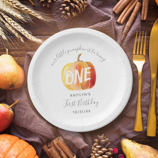 Assiettes En Carton Petit Citrouille 1er anniversaire (Créateur téléchargé)