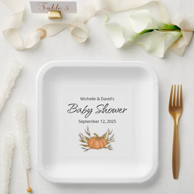 Assiettes En Carton Petit Citrouille Automne Baby shower neutre selon  (Mariage)