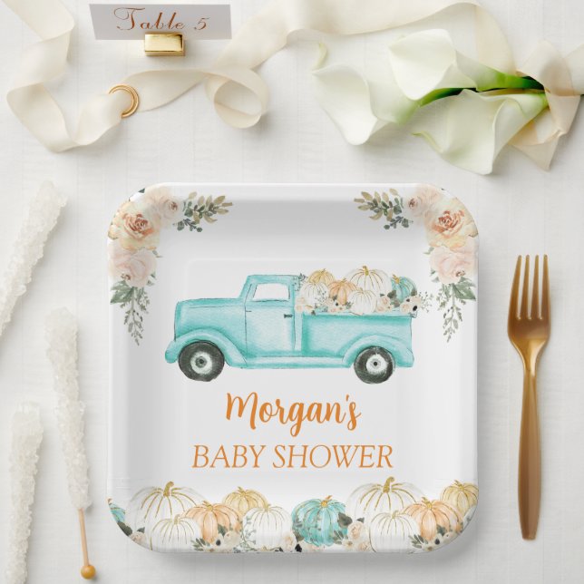 Assiettes En Carton Petit Citrouille  neutre, petit Baby shower mignon (Mariage)