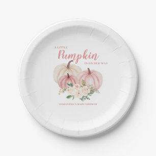 Assiettes En Carton Petit Citrouille rose Baby shower personnalisé