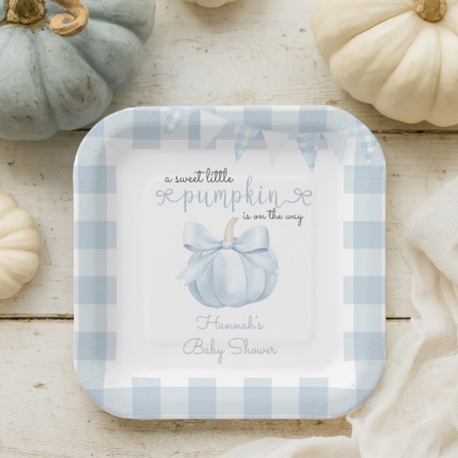 Assiettes En Carton Petit Citrouille sur le Baby shower Way Blue Bow (Créateur téléchargé)