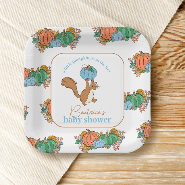 Assiettes En Carton Petit Citrouille sur le chemin Baby shower de garç (Créateur téléchargé)