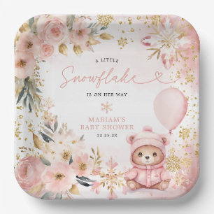Assiettes En Carton Petit Cœur Rose Ours Floral Baby Shower