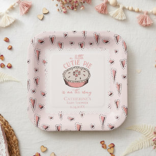 Assiettes En Carton Petit Cutie Rose Blush Chute Bébé Fille Douche