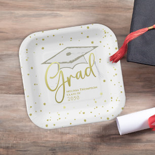 Assiettes En Carton Petit décor de fête de chapeau de graduation en éc