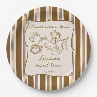 Assiettes En Carton Petit-déjeuner avec la mariée rétro café douche de