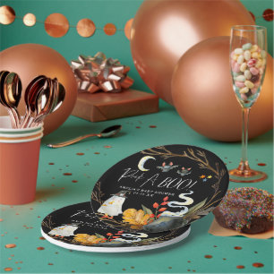 Assiettes En Carton Petit fantôme   Baby shower d'Halloween mignon