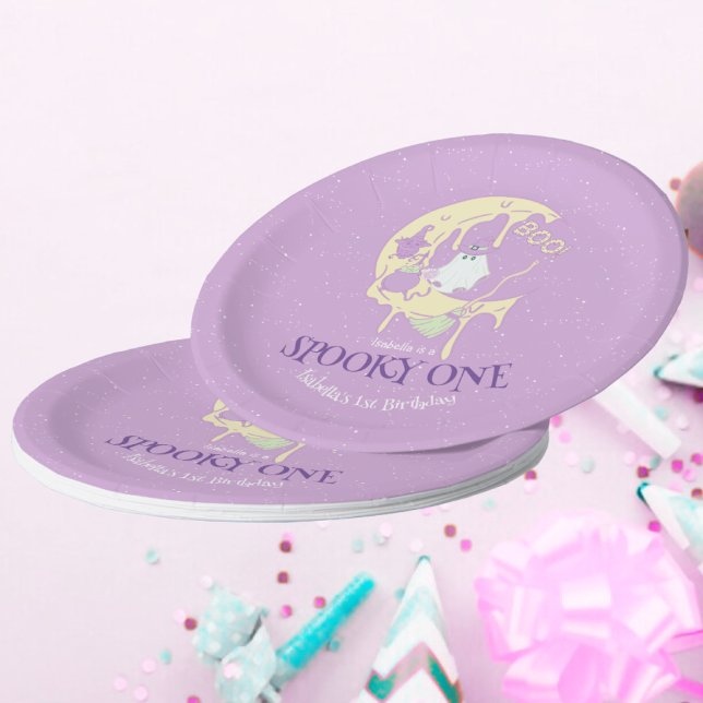 Assiettes En Carton Petit Fantôme Boo & Lune mignonne Éffrayant Un Hal (Créateur téléchargé)
