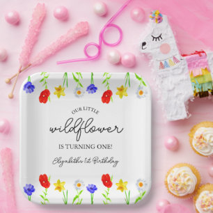 Assiettes En Carton Petit Fleur sauvage 1er anniversaire