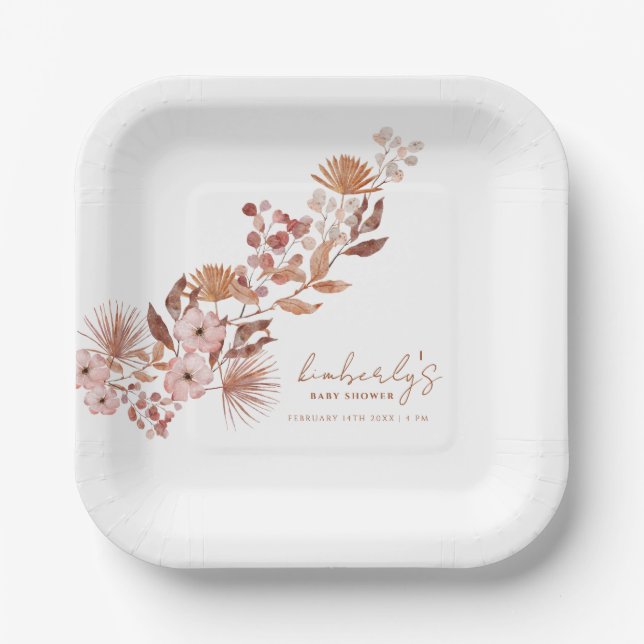Assiettes En Carton Petit Fleur sauvage Boho | Baby shower d'automne (Recto)