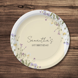 Assiettes En Carton Petit Fleur sauvage Floral Botanique 1er Anniversa