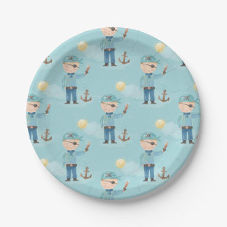 Assiettes En Carton Petit Garçon Pirate Bleu