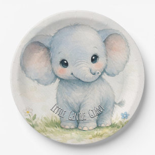 Assiettes En Carton Petit Géant Douce Éléphant Bleu Baby Shower