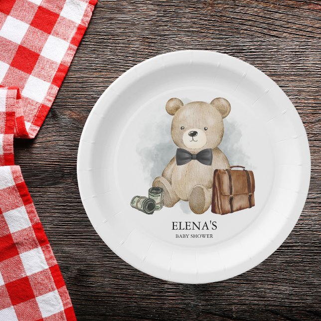 Assiettes En Carton Petit Homme Teddy Bear Funny Boy Baby shower (Créateur téléchargé)